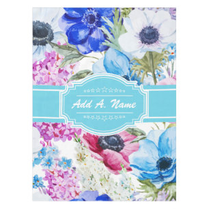 Mantel Patrón floral acuarela de nombre personalizado