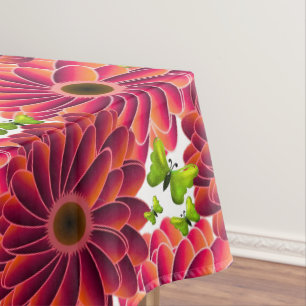 Mantel Patrón floral atrevido con mariposas Rojo vibran