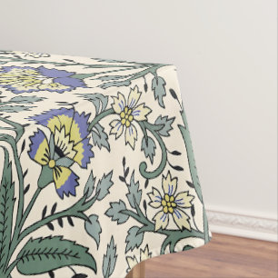 Mantel Patrón floral azul, amarillo y blanco sin costuras