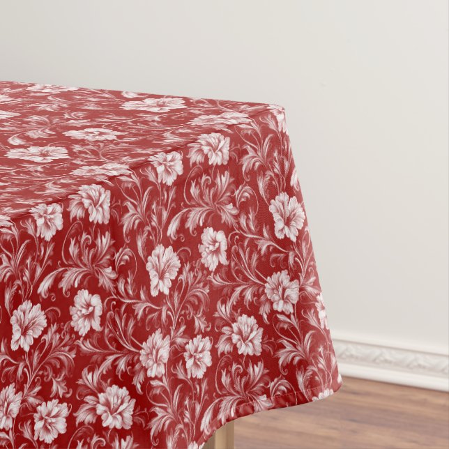 Mantel Patrón floral barroco monocromático, blanco sobre  (In Situ)