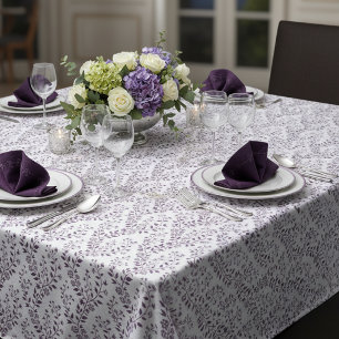 Mantel Patrón floral boho moderno ciruela blanco