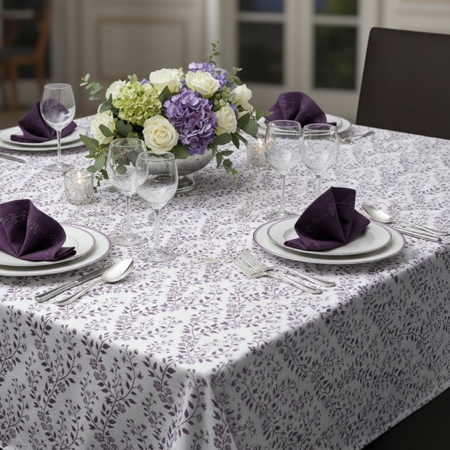 Mantel Patrón floral boho moderno ciruela blanco (Subido por el creador)