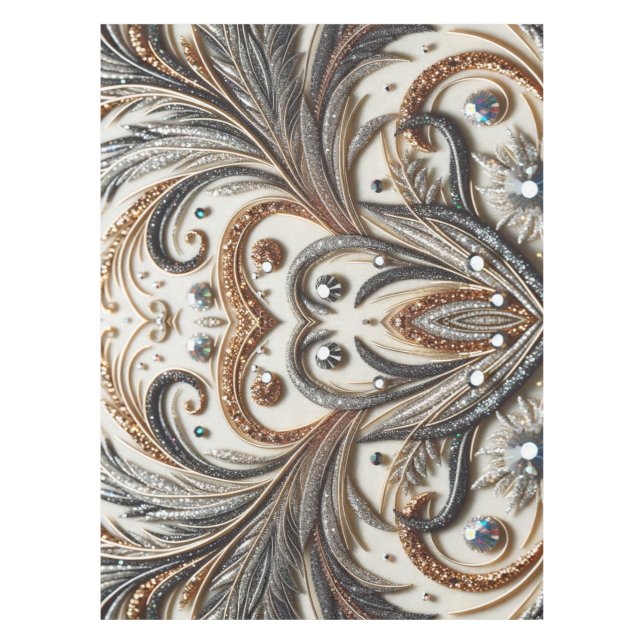 Mantel Patrón floral brillante con piedra gemela (Anverso)