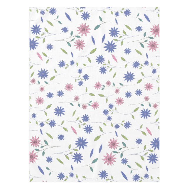 Mantel Patrón floral continuo de rosa y azul (Anverso)