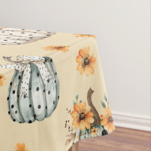Mantel Patrón floral de calabaza de Halloween de acuarela