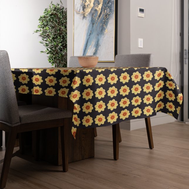 Mantel Patrón floral de Dahlia amarillo en negro (In Situ Table)