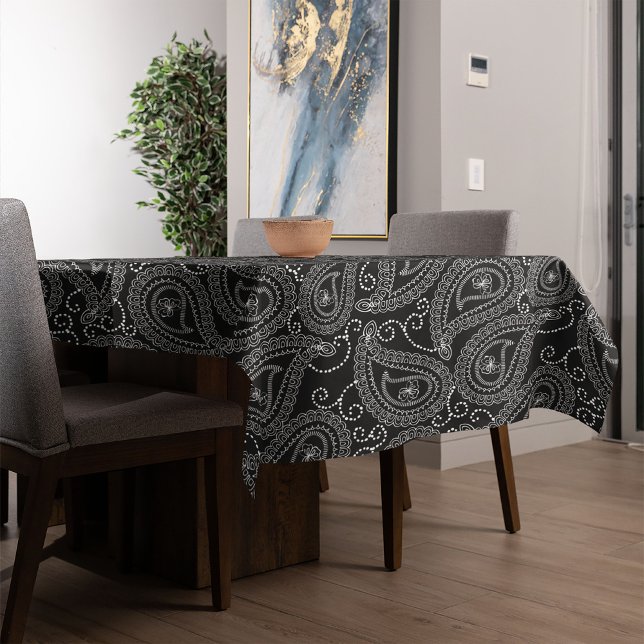 Mantel Patrón floral de Damask elegante en blanco y negro (Subido por el creador)