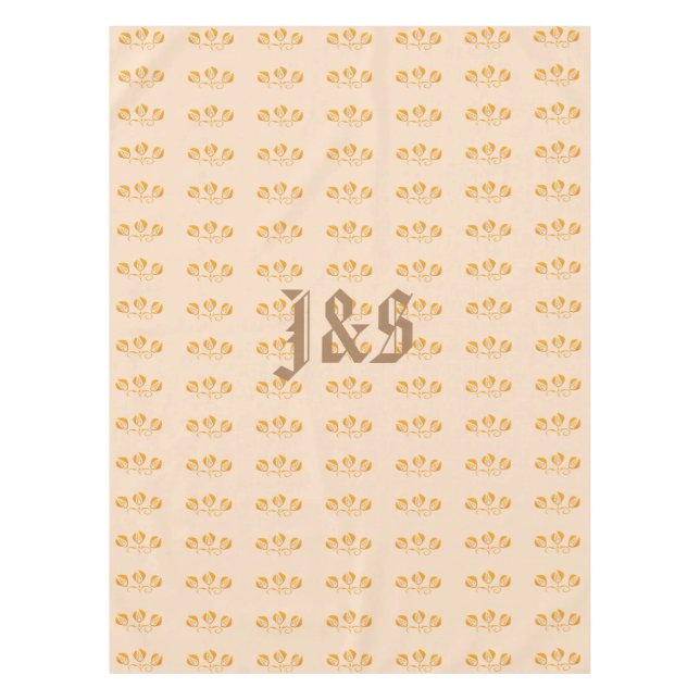 Mantel Patrón floral de estilo Art Decó Monogramado (Anverso)