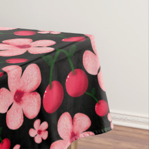 Mantel Patrón floral de flor de cerezo, flores rosadas