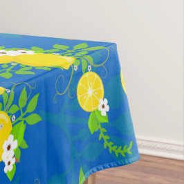 Mantel Patrón floral de limones azules y amarillos verani