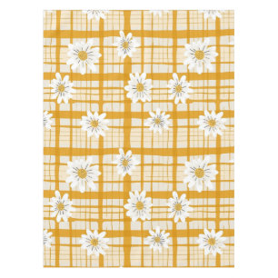 Mantel Patrón floral de margarita blanca en Gingham amari
