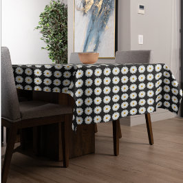 Mantel Patrón floral de margarita blanca sobre negro