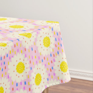 Mantel Patrón floral de margarita rosa retro groovy de lo