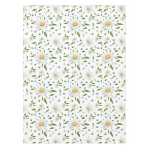 Mantel Patrón floral de margarita y acuarela de abeja