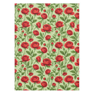 Mantel Patrón floral de ranúnculo rojo vibrante