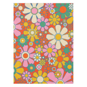 Mantel Patrón floral de Retro Garden Groovy 60 años 70