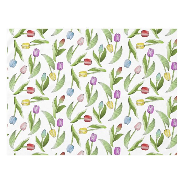 Mantel Patrón floral de tulipán colorido moderno (Frente (Horizontal))