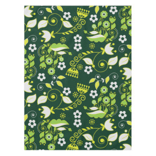Mantel Patrón floral escandinavo verde oscuro moderno