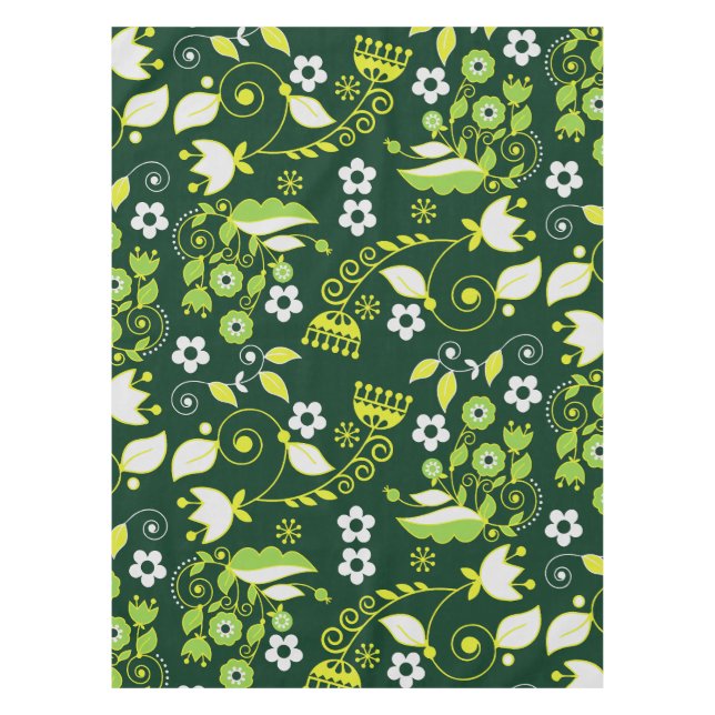 Mantel Patrón floral escandinavo verde oscuro moderno (Anverso)