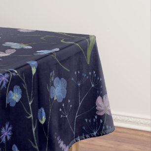 Mantel Patrón Floral Flor Silvestre Bonito Púrpura Azul