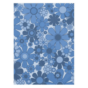 Mantel Patrón floral Groovy Blue Retro 60 s 70