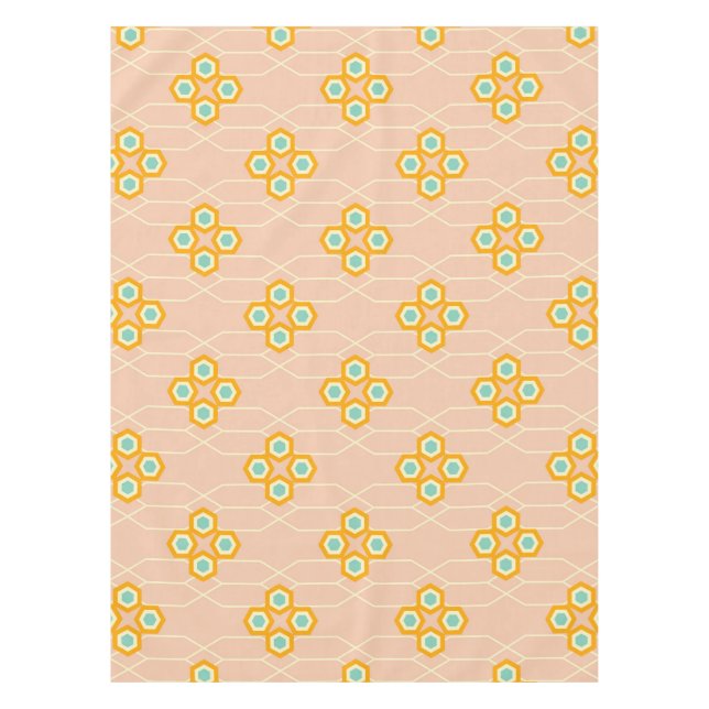 Mantel Patrón floral hexagonal de fondo de melocotón (Anverso)