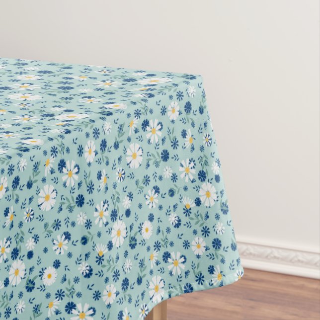 Mantel Patrón floral retro con margaritas. (In Situ)