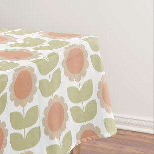 Mantel Patrón Floral Retro de Color Rosa Pastel de Mitad 