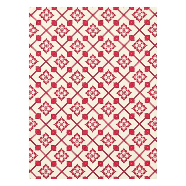 Mantel Patrón floral rojo y blanco (Anverso)
