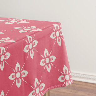 Mantel Patrón floral rosa vibrante con flores geométricas