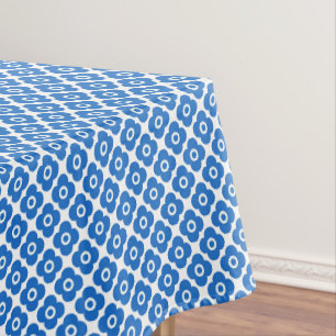 Mantel Patrón floral simple azul y blanco retro floral