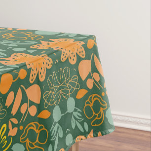 Mantel Patrón floral sobre fondo verde oscuro