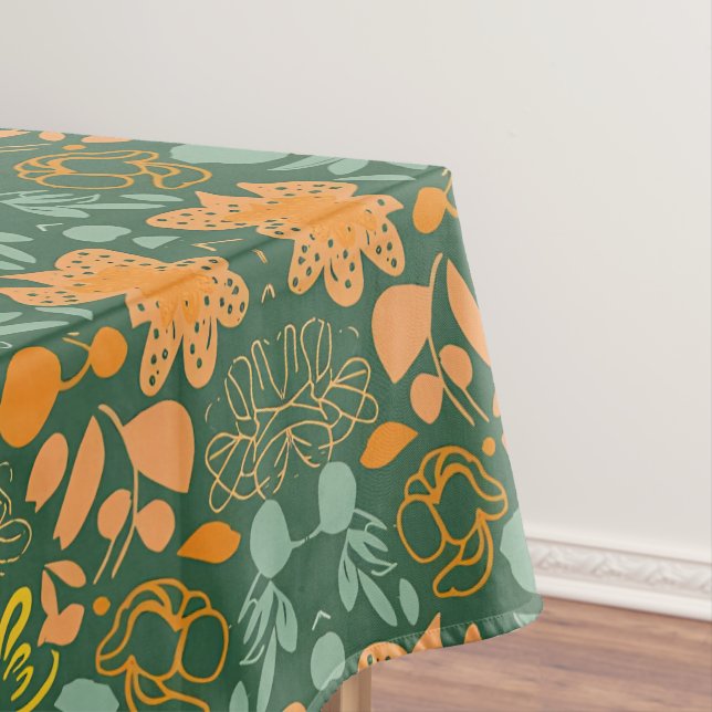 Mantel Patrón floral sobre fondo verde oscuro  (In Situ)