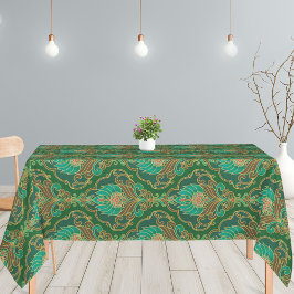 Mantel Patrón floral verde, marrón y dorado vintage