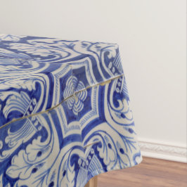 Mantel Patrón floral vintage azul y blanco mediterráneo