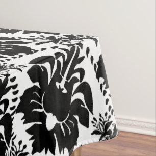 Mantel Patrón floral vintage de Damasco negro