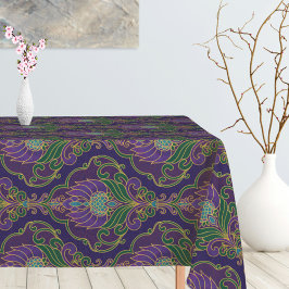 Mantel Patrón floral vintage púrpura, verde y dorado