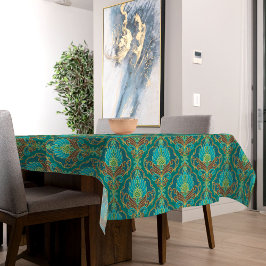 Mantel Patrón floral vintage turquesa, marrón y dorado