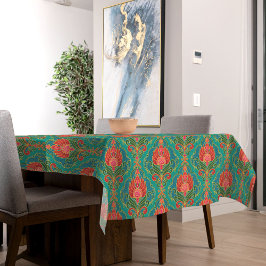 Mantel Patrón floral vintage turquesa, rojo y dorado