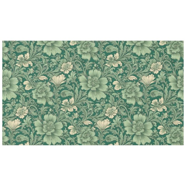 Mantel Patrón floral vintage verde sabio (Frente (Horizontal))