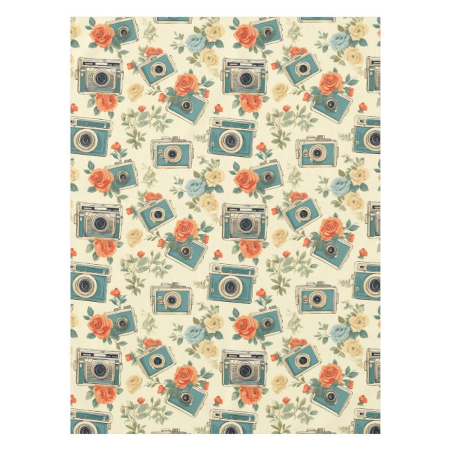 Mantel Patrón Floral y de cámara vintage (Anverso)