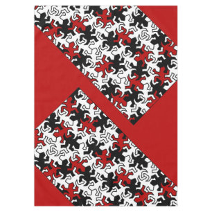 Mantel Patrón Geckos Mosaico - blanco negro rojo