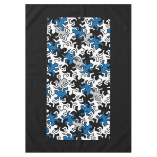 Mantel Patrón Geckos Mosaico - gris blanco azul