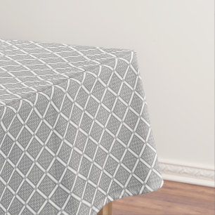 Mantel Patrón geométrico a cuadros gris y blanco