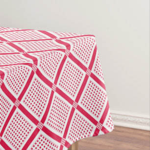 Mantel Patrón geométrico a cuadros retro en rojo y blanco