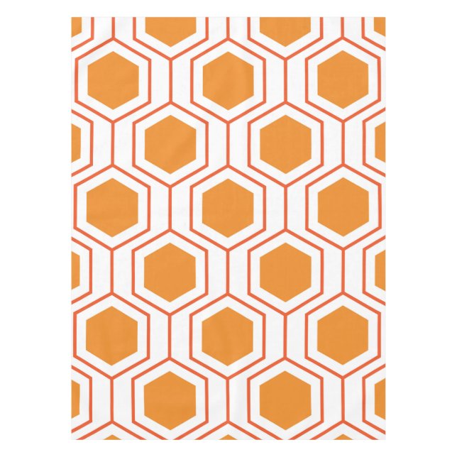 Mantel Patrón geométrico abstracto hexagonal en naranja y (Anverso)
