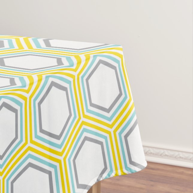 Mantel Patrón geométrico amarillo y acuático moderno (In Situ)