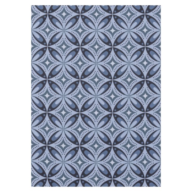 Mantel Patrón geométrico azul estilo retro (Anverso)