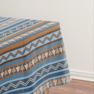 Mantel Patrón geométrico azul marrón de estilo suroeste p