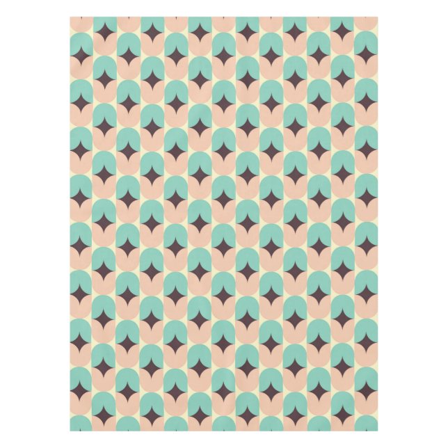 Mantel Patrón geométrico de formas azul turquesa, beige y (Anverso)